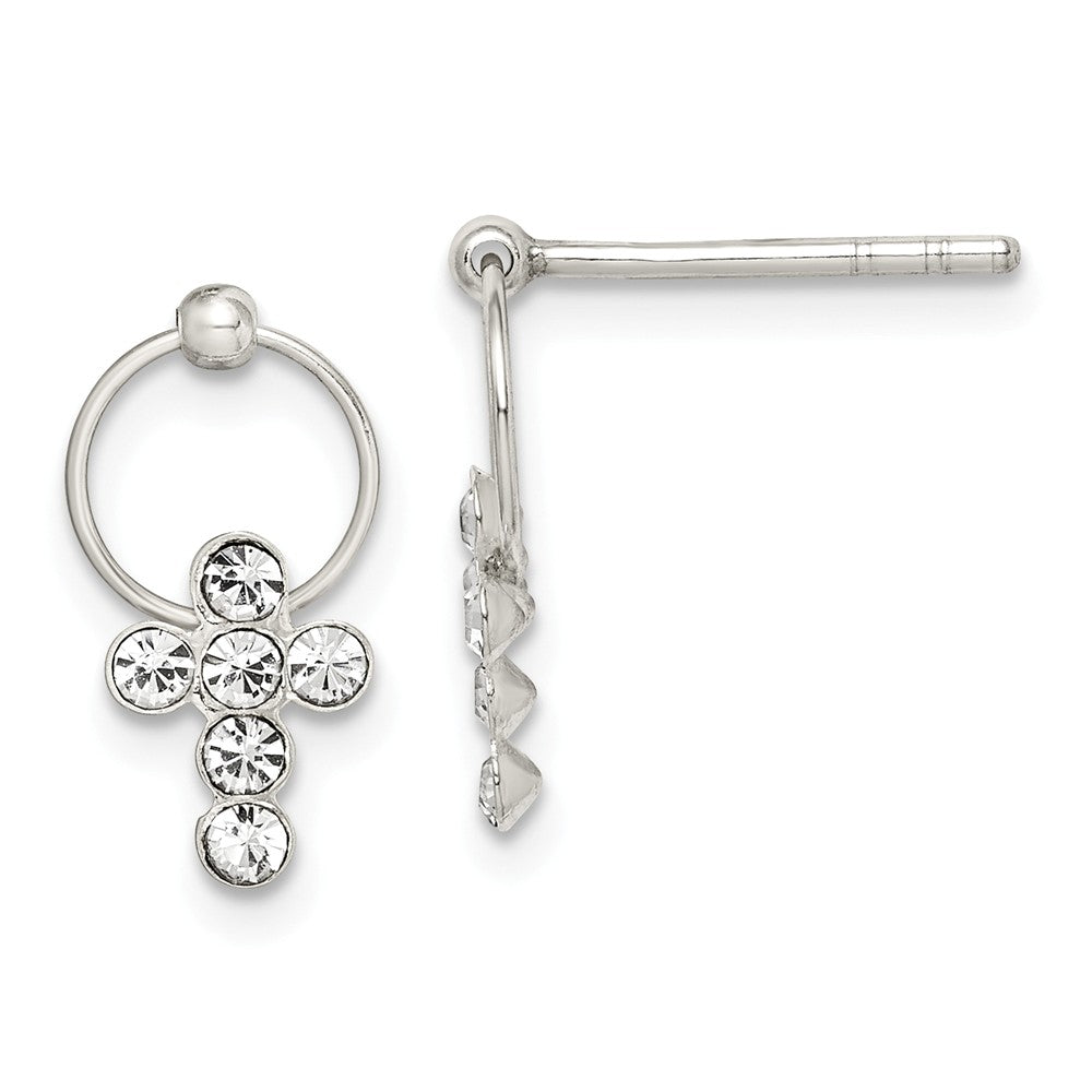 Stella Silver 925 Sterling Silver Cubic Zirconia ( CZ ) Cross Earrings, 25mm x 7mm