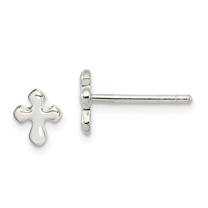 Stella Silver 925 Sterling Silver Cross Earrings, 7mm x 6mm