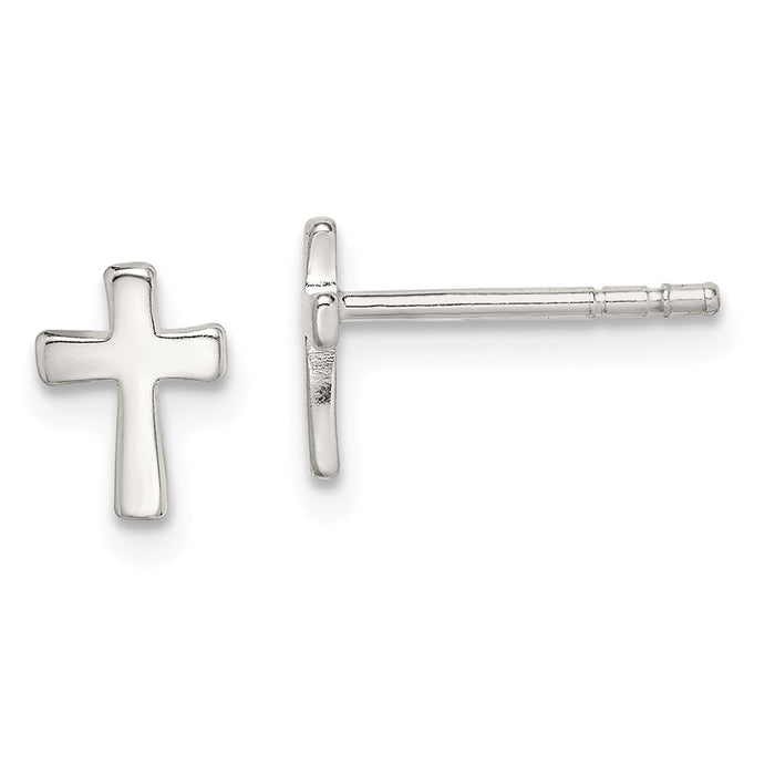 Stella Silver 925 Sterling Silver Cross Earrings, 8mm x 6mm