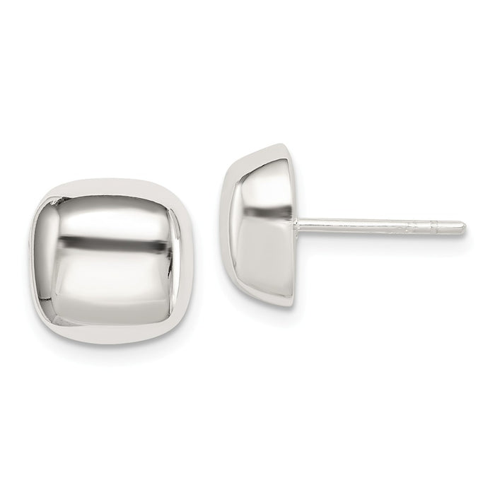 Stella Silver 925 Sterling Silver Polished Square Earrings, 11mm x 11mm