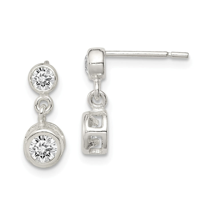 Stella Silver 925 Sterling Silver Round Cubic Zirconia ( CZ ) Earrings, 13mm x 6mm
