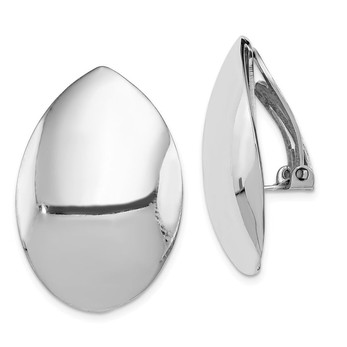 Stella Silver 925 Sterling Silver Rhodium-plated Polished Oval Non-pierced Earrings, 29mm x 20mm