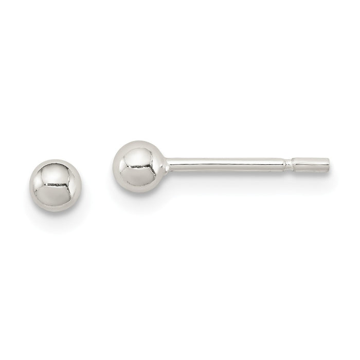 Stella Silver 925 Sterling Silver Polished 3mm Ball Earrings, 3mm x 3mm