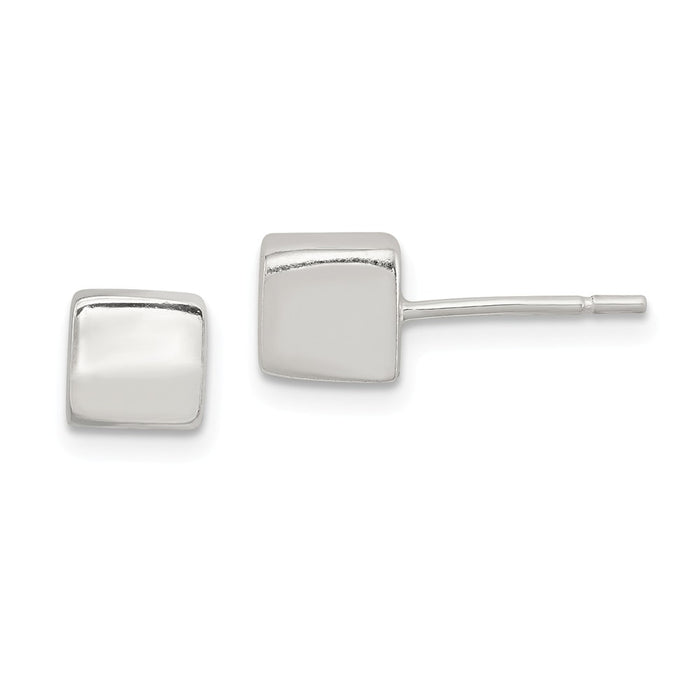 Stella Silver 925 Sterling Silver Polished 6mm Square Earrings, 6mm x 6mm