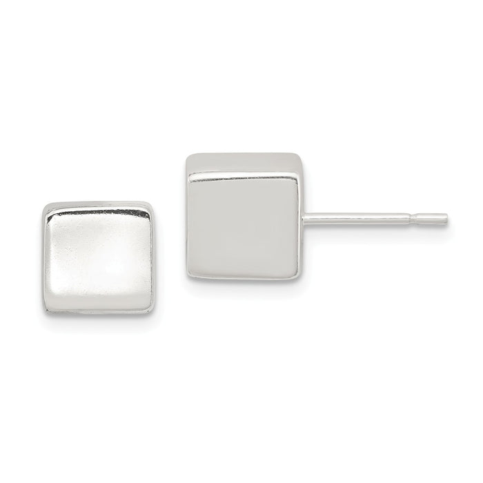Stella Silver 925 Sterling Silver Polished 8mm Square Earrings, 8mm x 8mm