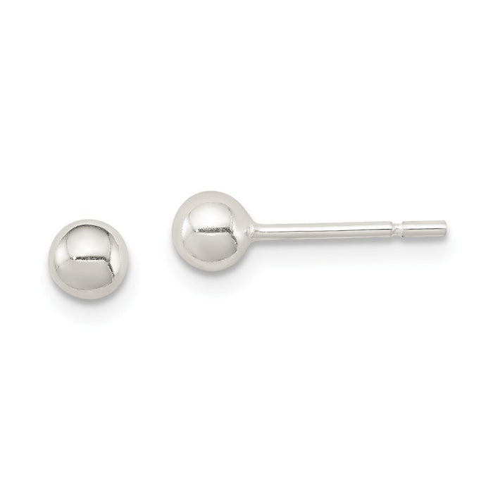Stella Silver 925 Sterling Silver 4mm Ball Earrings, 4mm x 4mm