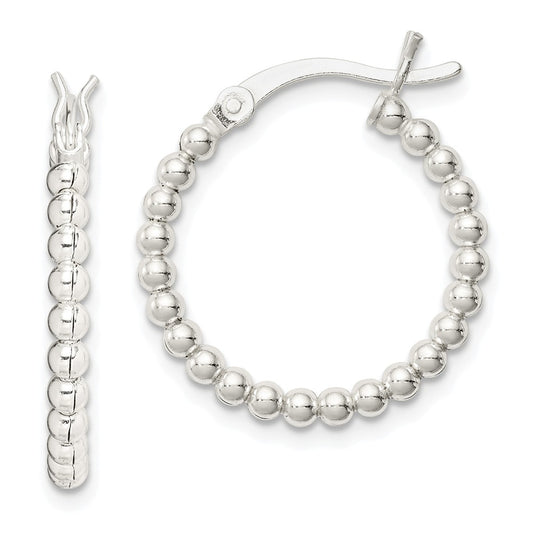 Stella Silver 925 Sterling Silver Polished Beaded Hoop Earrings, 26mm x 23mm