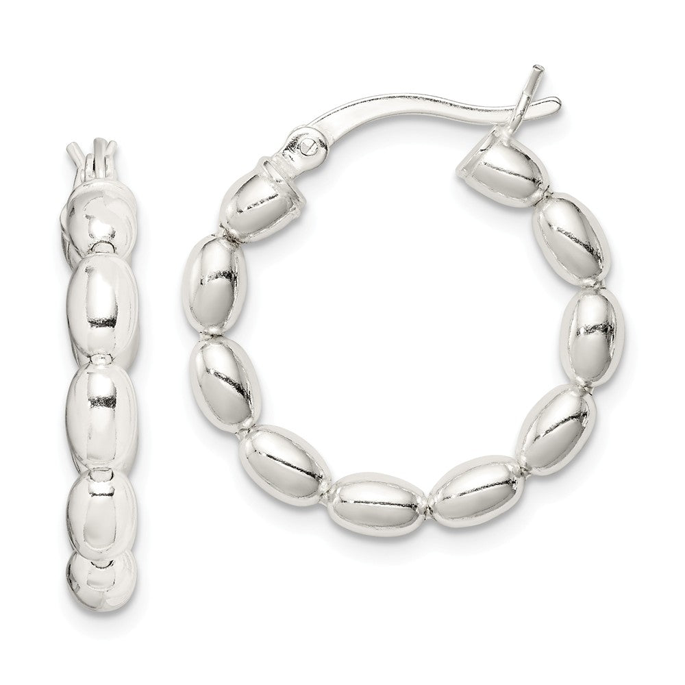 Stella Silver 925 Sterling Silver Polished Beaded Hoop Earrings, 24mm x 22mm