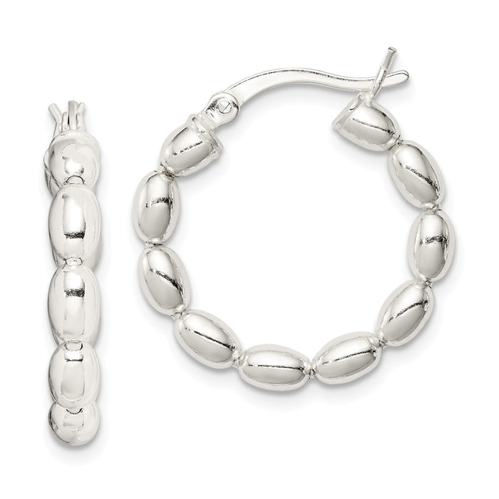 Stella Silver 925 Sterling Silver Polished Beaded Hoop Earrings, 24mm x 22mm