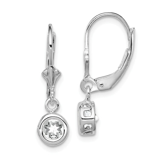 Stella Silver 925 Sterling Silver Rhodium 5mm Round Cubic Zirconia ( CZ ) Leverback Earrings, 26mm x 6mm