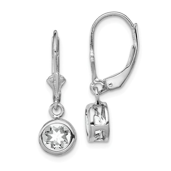 Stella Silver 925 Sterling Silver Rhodium 6mm Round Cubic Zirconia ( CZ ) Leverback Earrings, 26mm x 7mm