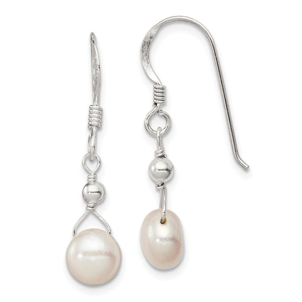 Stella Silver 925 Sterling Silver Freshwater Cultured Pearl Dangle Earrings, 21mm x 7mm