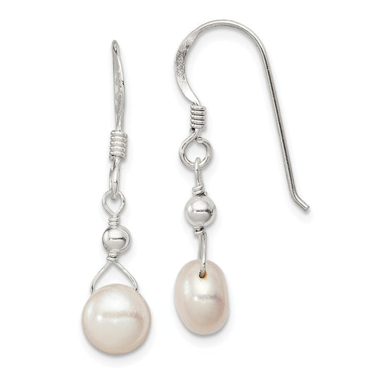 Stella Silver 925 Sterling Silver Freshwater Cultured Pearl Dangle Earrings, 21mm x 7mm
