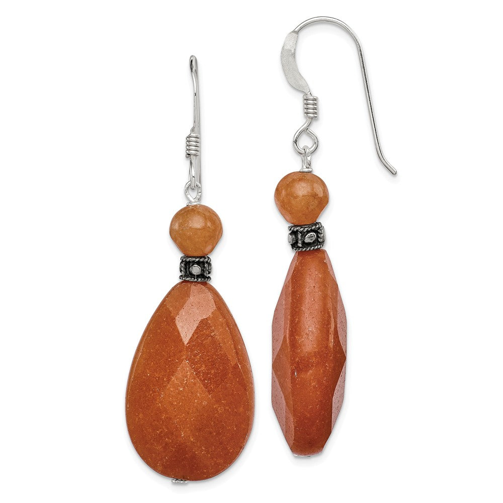 Stella Silver 925 Sterling Silver Carnelian Earrings, 46mm x 16mm