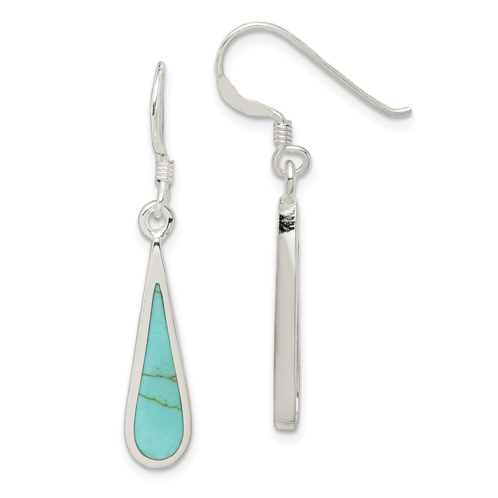 Stella Silver 925 Sterling Silver Dangling Turquoise Earrings, 34mm x 6mm