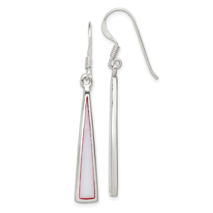 Stella Silver 925 Sterling Silver Pink Shell Dangle Earrings, 44mm x 5mm