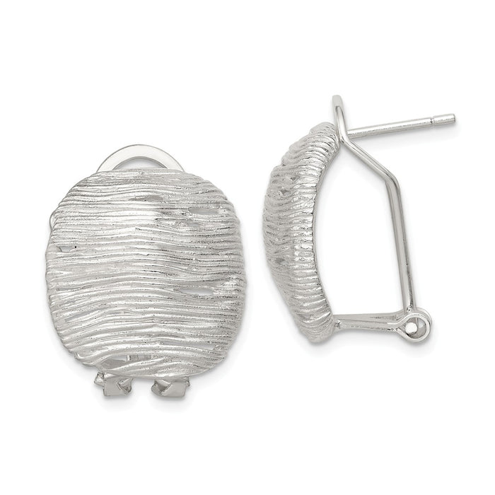 Stella Silver 925 Sterling Silver Omega Back Earrings, 20mm x 17mm