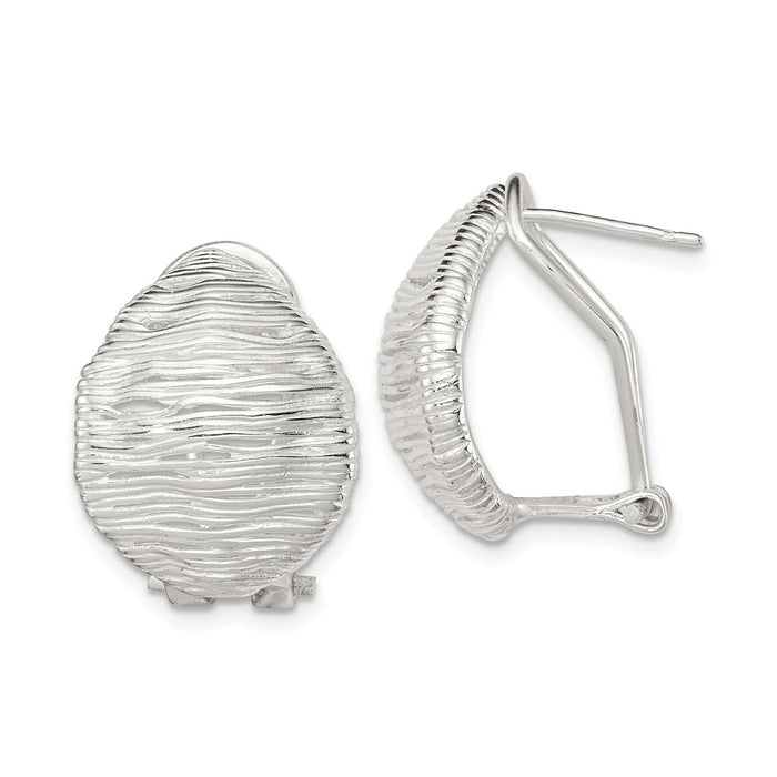 Stella Silver 925 Sterling Silver Omega Back Earrings, 20mm x 15mm