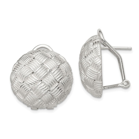 Stella Silver 925 Sterling Silver Round Fancy Omega Back Earrings, 21mm x 20mm