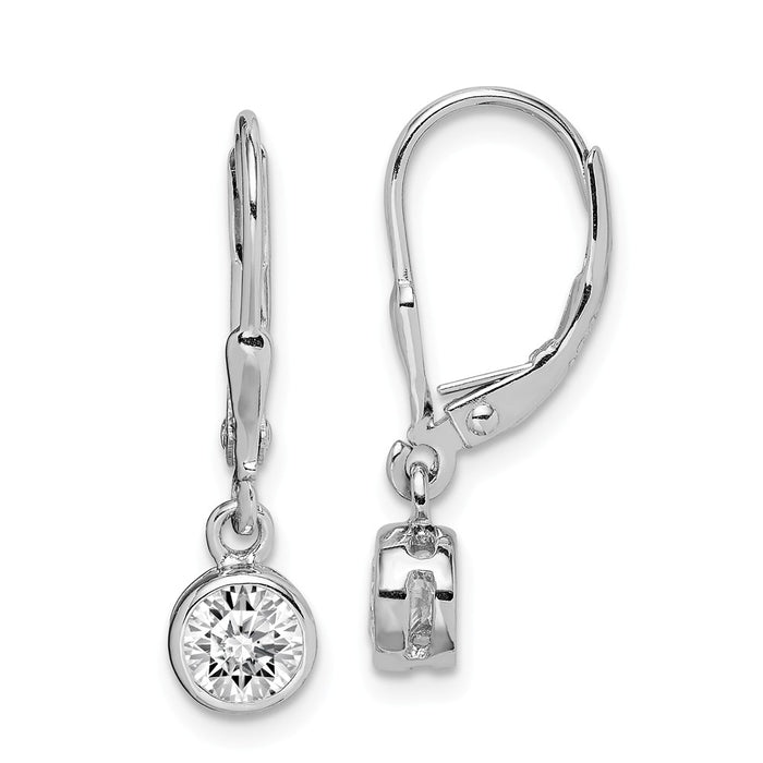 Stella Silver 925 Sterling Silver Rhodium-plated Cubic Zirconia ( CZ ) Leverback Earrings, 25mm x 5mm