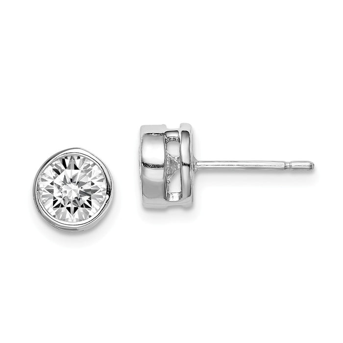 Stella Silver 925 Sterling Silver Rhodium-plated Cubic Zirconia ( CZ ) Post Earrings, 6mm x 6mm