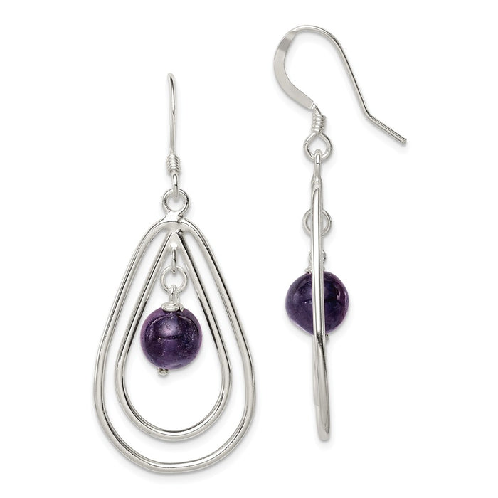 Stella Silver 925 Sterling Silver Amethyst Dangle Earrings, 51mm x 18mm