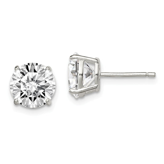 Stella Silver 925 Sterling Silver 8mm Round Basket Set Cubic Zirconia ( CZ ) Stud Earrings, 8mm x 8mm