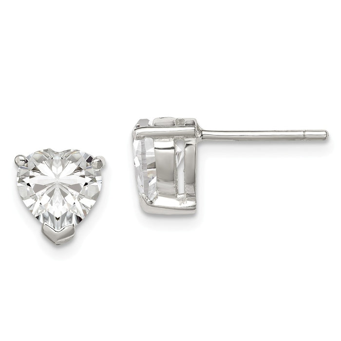 Stella Silver 925 Sterling Silver 7mm Heart Basket Set Cubic Zirconia ( CZ ) Post Earrings, 7mm x 7mm