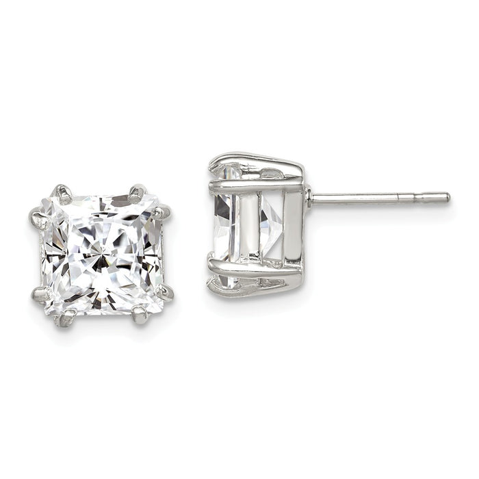 Stella Silver 925 Sterling Silver Princess Cubic Zirconia ( CZ ) Stud Earrings, 10mm x 10mm