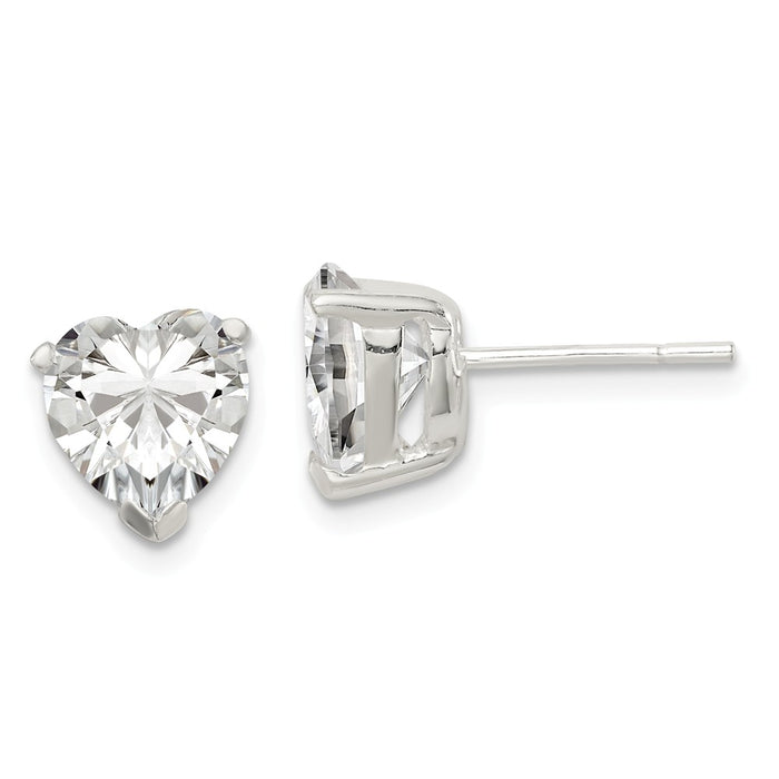 Stella Silver 925 Sterling Silver 8mm Heart Basket Set Cubic Zirconia ( CZ ) Stud Earrings, 8mm x 8mm