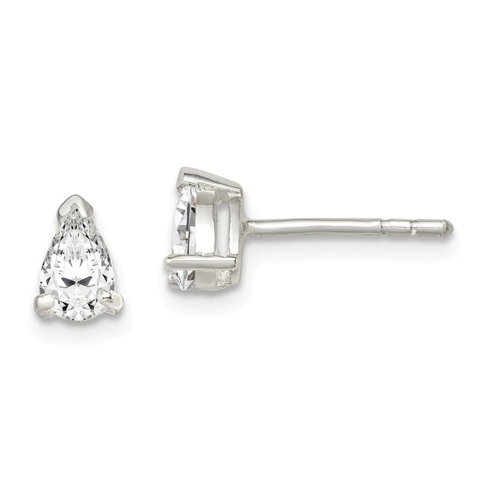 Stella Silver 925 Sterling Silver 4x7 Pear Basket Set Cubic Zirconia ( CZ ) Stud Earrings, 4mm x 7mm