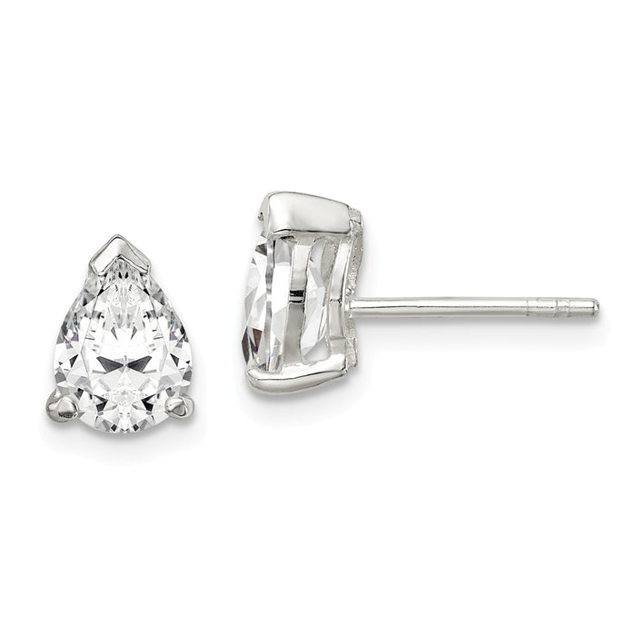 Stella Silver 925 Sterling Silver 5x7mm Pear Basket Set Cubic Zirconia ( CZ ) Stud Earrings, 5mm x 7mm