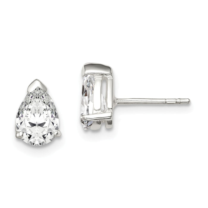 Stella Silver 925 Sterling Silver 6x8mm Pear Basket Set Cubic Zirconia ( CZ ) Stud Earrings, 6mm x 8mm