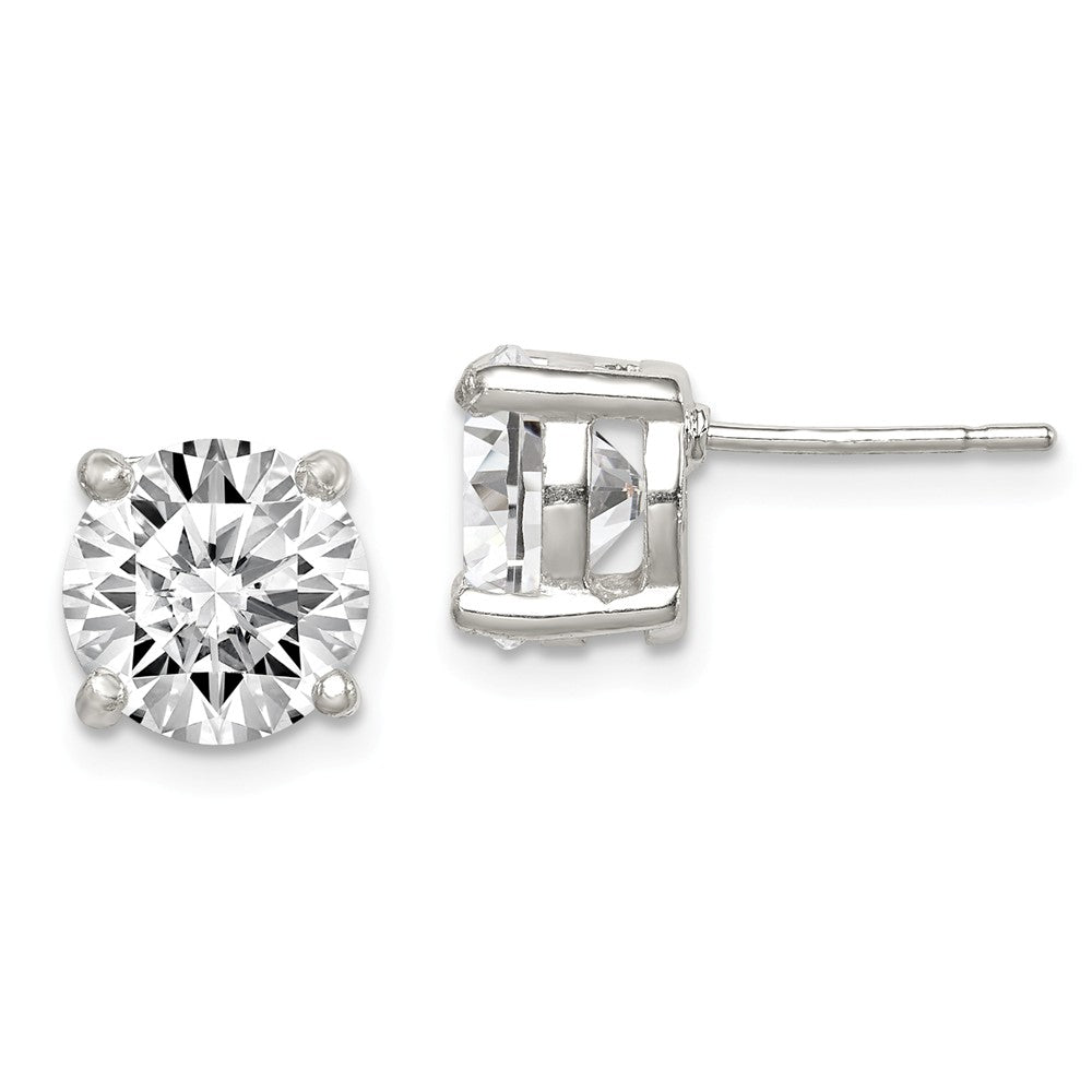 Pendientes de botón Stella Silver de plata de ley 925 con circonita cúbica (CZ) redonda, 9 mm x 8 mm