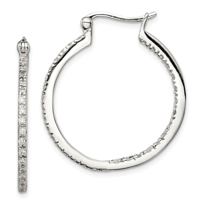 Stella Silver 925 Sterling Silver Cubic Zirconia ( CZ ) Hoop Earrings, 33mm x 3mm