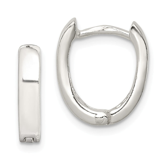 Stella Silver 925 Sterling Silver Oval Hinged Hoop Earrings, 12mm x 11mm