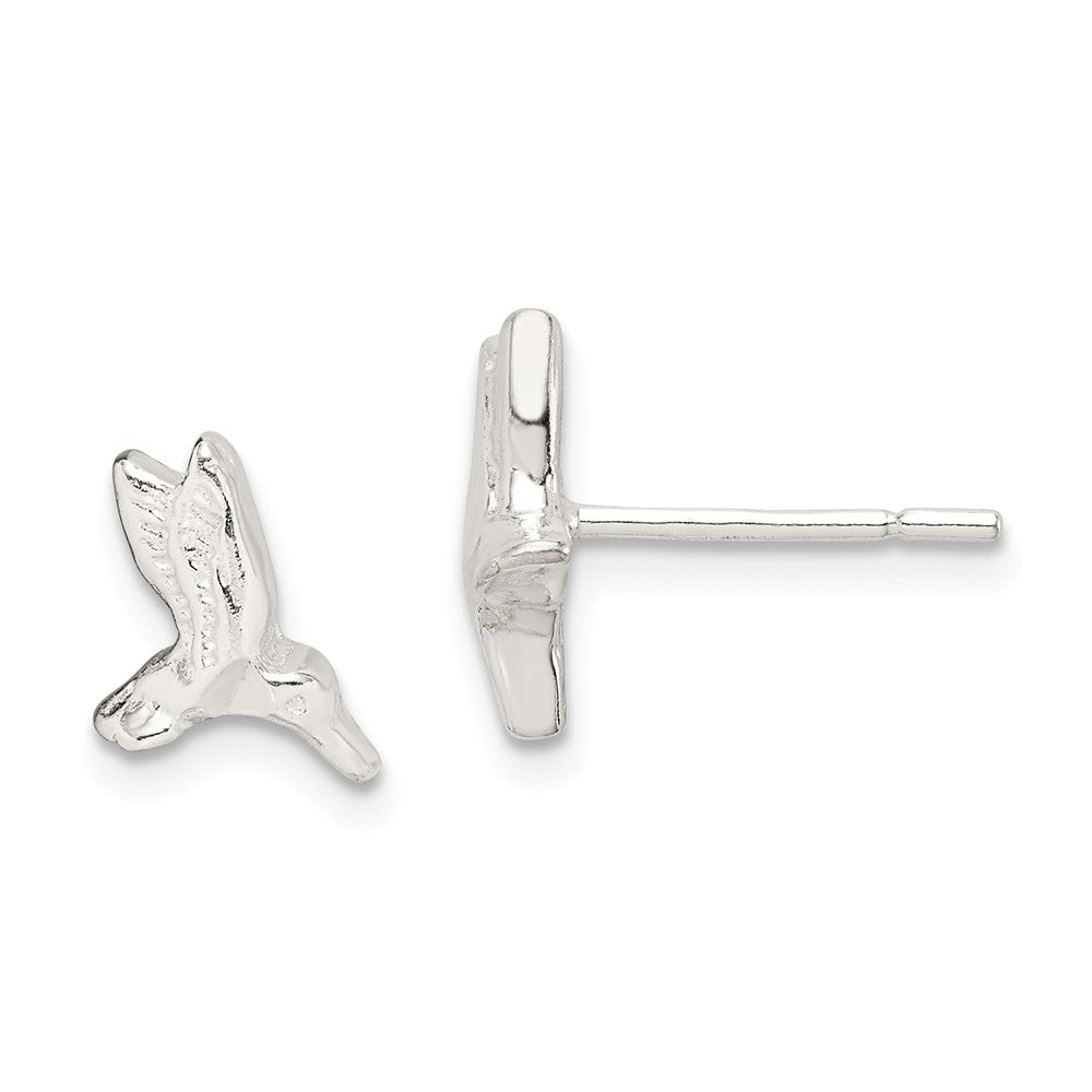 Stella Silver 925 Sterling Silver Hummingbird Post Earrings, 10mm x 11mm