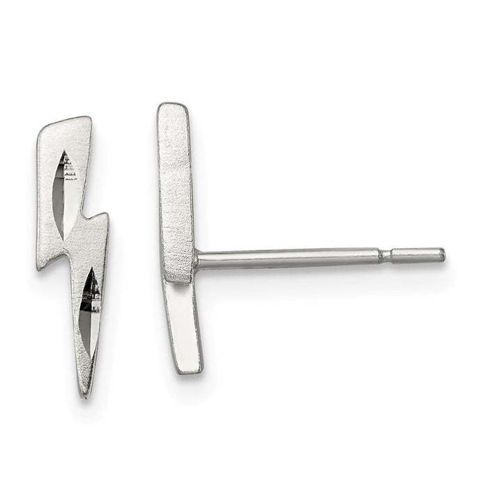 Stella Silver 925 Sterling Silver Lightning Bolt Post Earrings, 12mm x 3mm