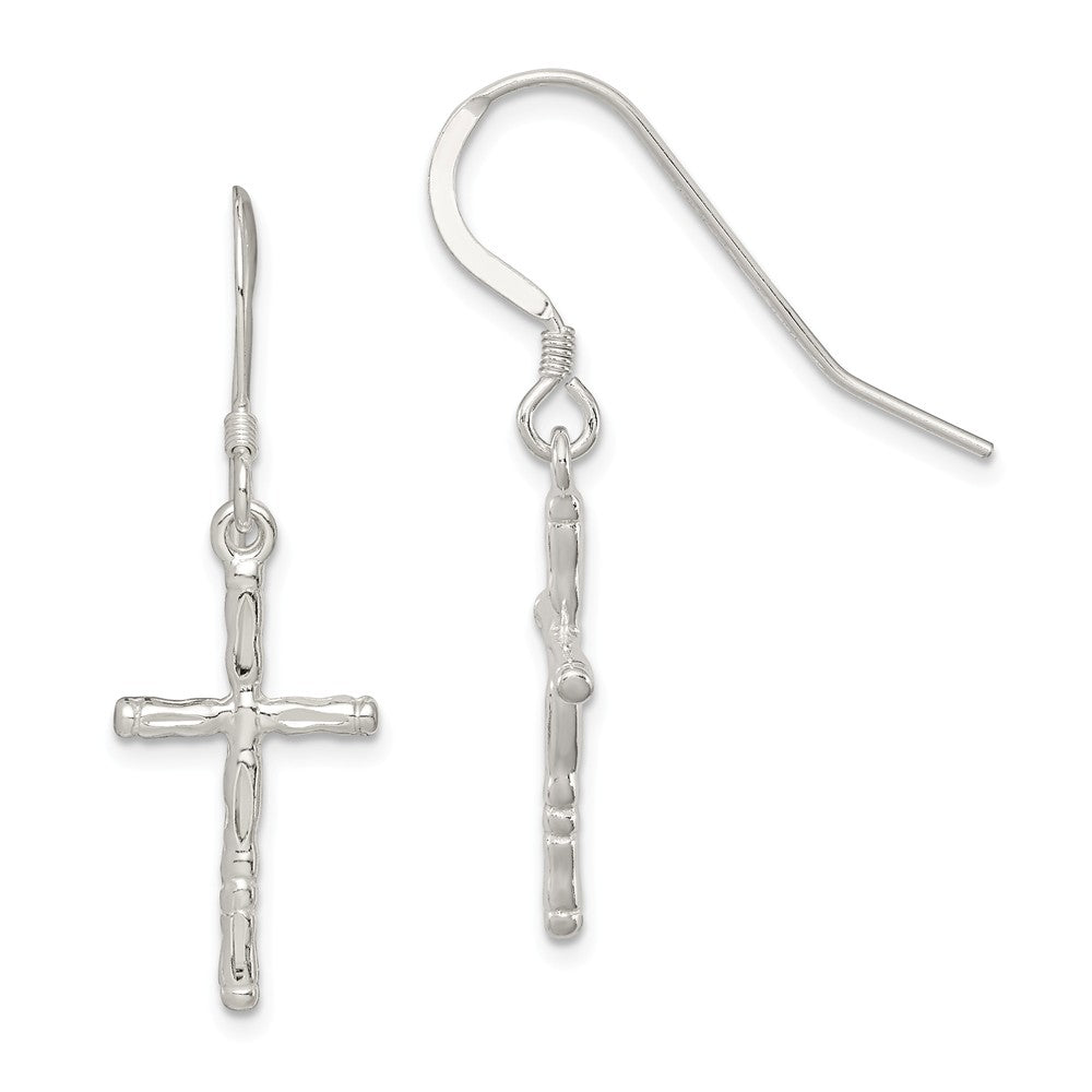 Stella Silver 925 Sterling Silver Polished Cross Earrings, 36mm x 11mm