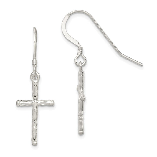 Stella Silver 925 Sterling Silver Polished Cross Earrings, 36mm x 11mm