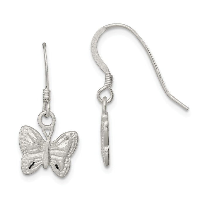 Stella Silver 925 Sterling Silver Polished Butterfly Earrings, 13mm x 11mm