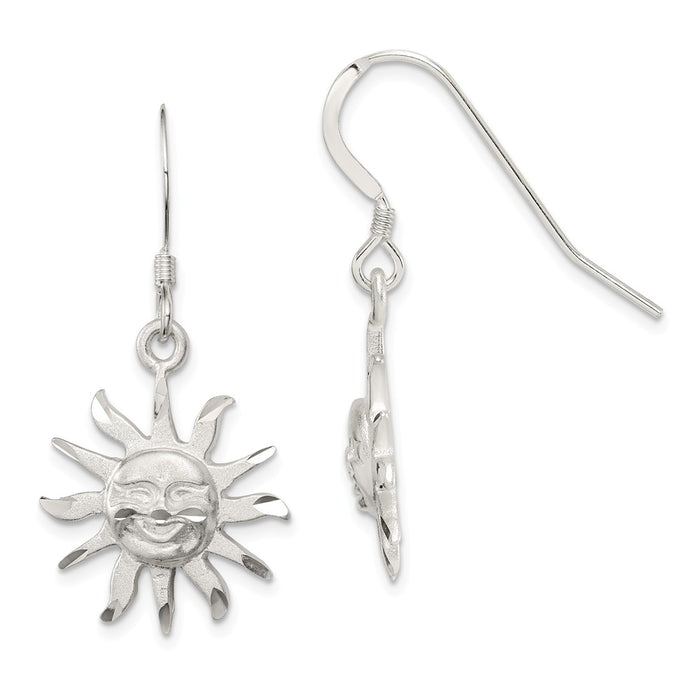 Stella Silver 925 Sterling Silver Smiling Sunshine Earrings, 35mm x 18mm