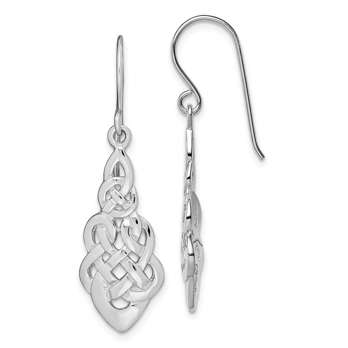 Stella Silver 925 Sterling Silver Rhodium-plated Polished Celtic Knot Shepherd Hook Earrings, 29mm x 15mm