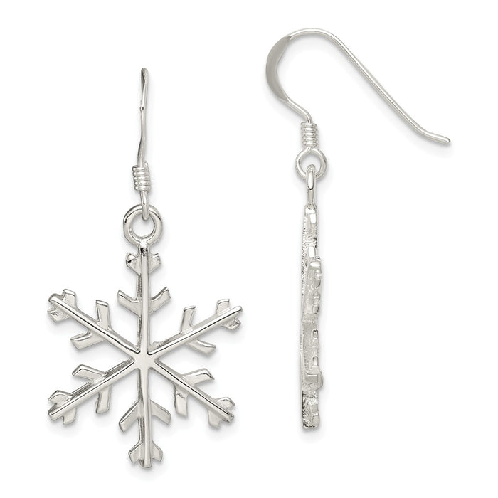 Stella Silver 925 Sterling Silver Snowflake Dangle Earrings, 39mm x 20mm
