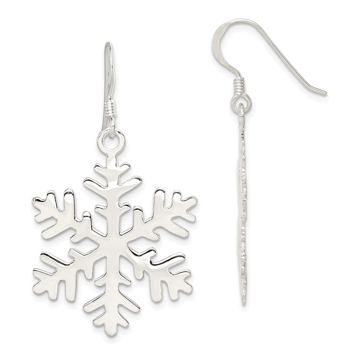 Stella Silver 925 Sterling Silver Snowflake Dangle Earrings, 45mm x 25mm