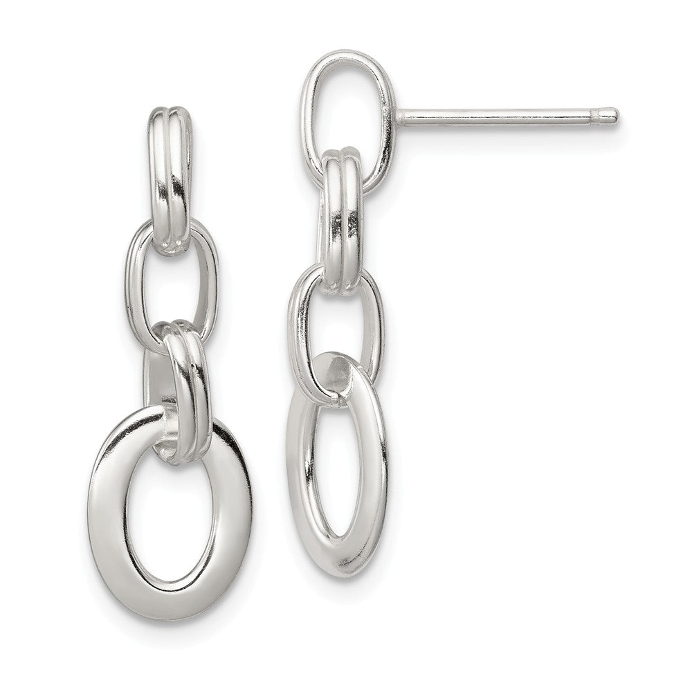 Stella Silver 925 Sterling Silver Oval Dangle Earrings, 25mm x 9mm