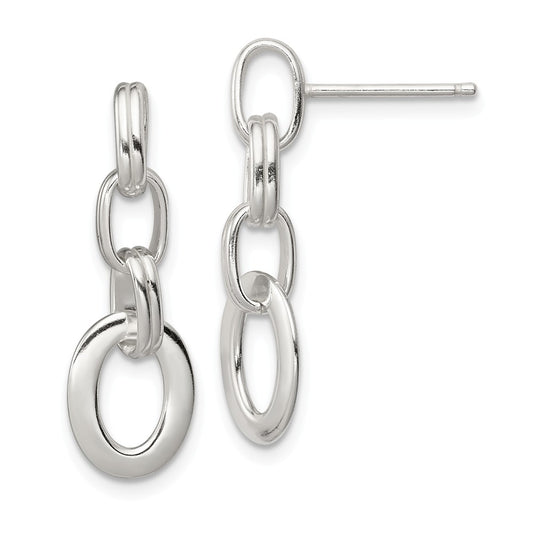 Stella Silver 925 Sterling Silver Oval Dangle Earrings, 25mm x 9mm