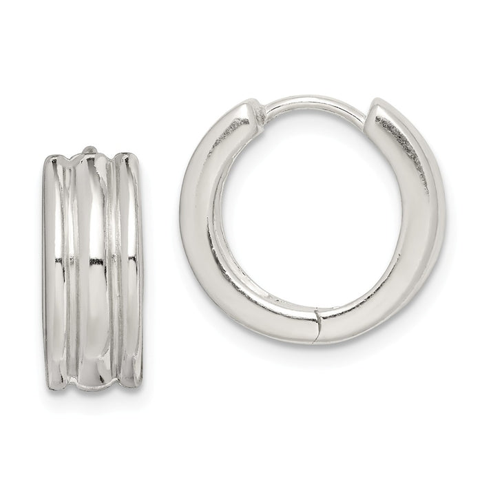 Stella Silver 925 Sterling Silver Ridged Hoop Earrings, 15mm x 5mm