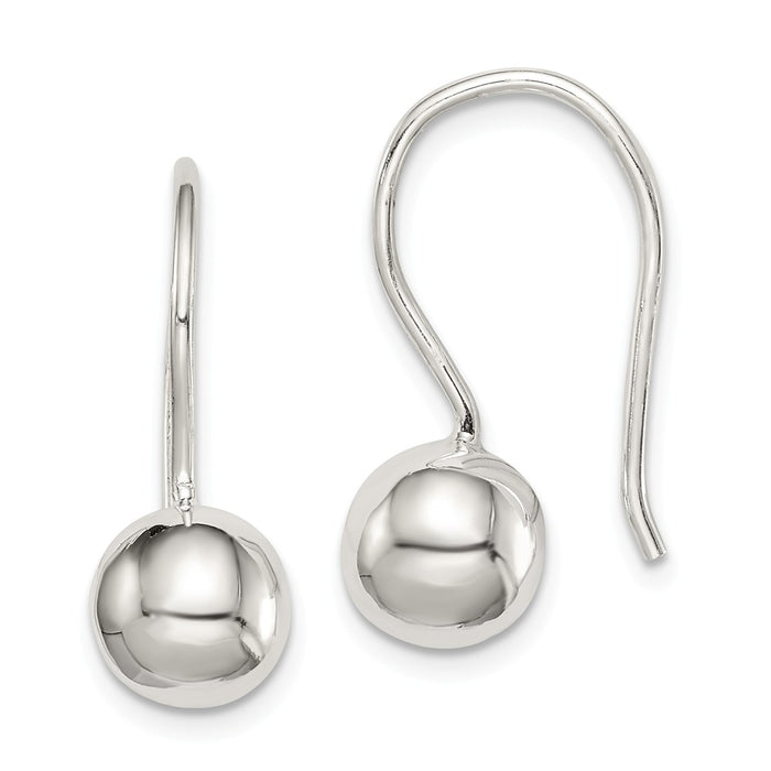 Stella Silver 925 Sterling Silver 8mm Ball Earrings, 17mm x 8mm