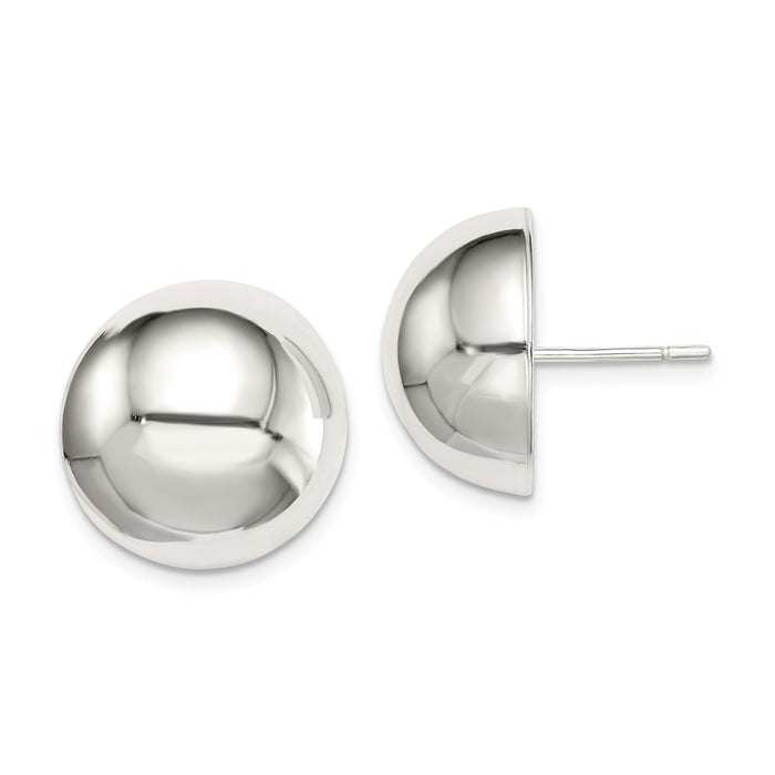 Stella Silver 925 Sterling Silver 16mm Half Ball Earrings, 16mm x 16mm